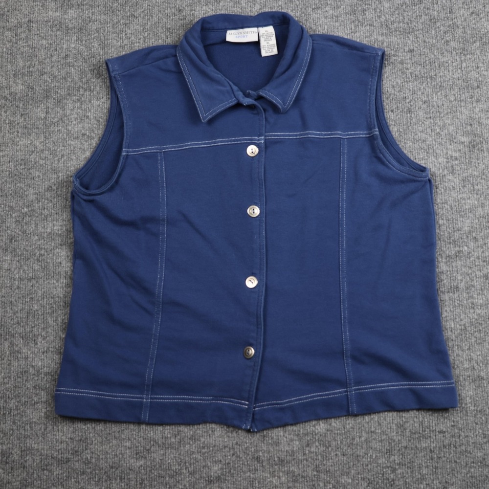 Jaclyn Smith Sport Shirt‎ Womens Extra Large Blue Sleeveless Button Front Top